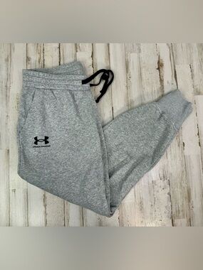 Under Armour Joggers Mens Large Gray Loose Drawstring Fleece Tapered Sweatpants
